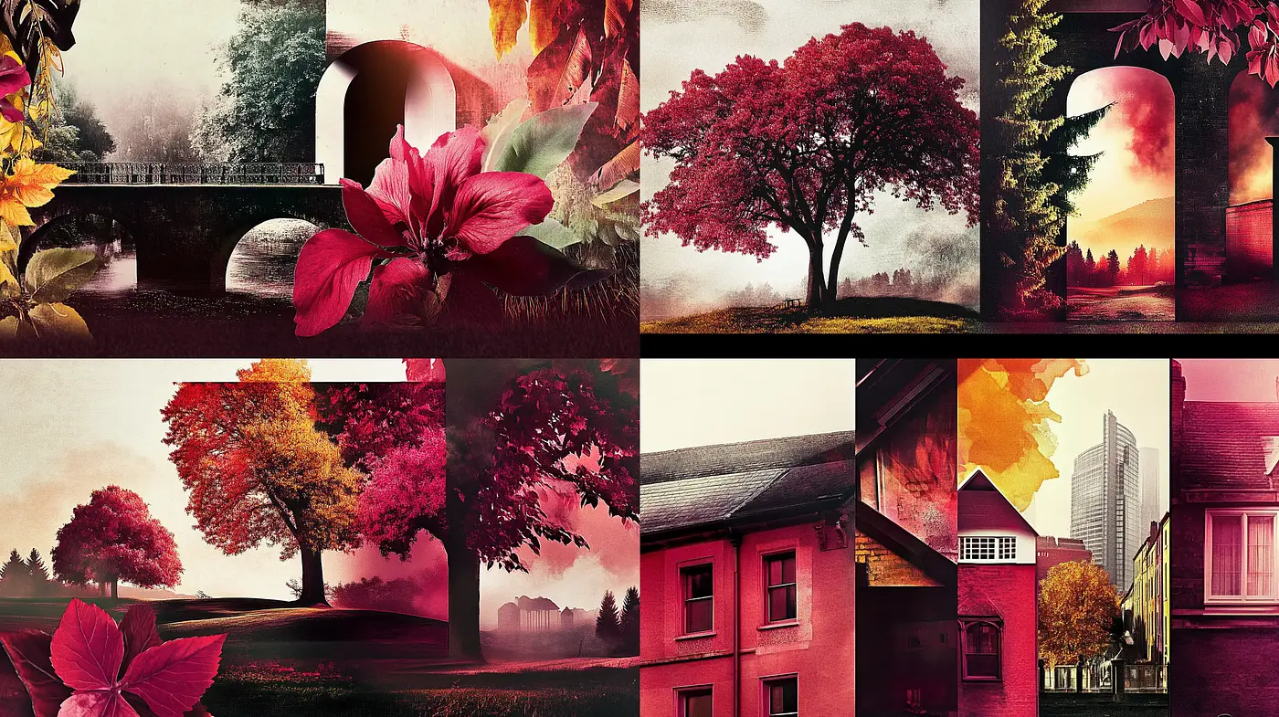 Crimson Autumn Dreamscape: A Fusion of Surrealism and Digital Artistry - Midjourney sref style