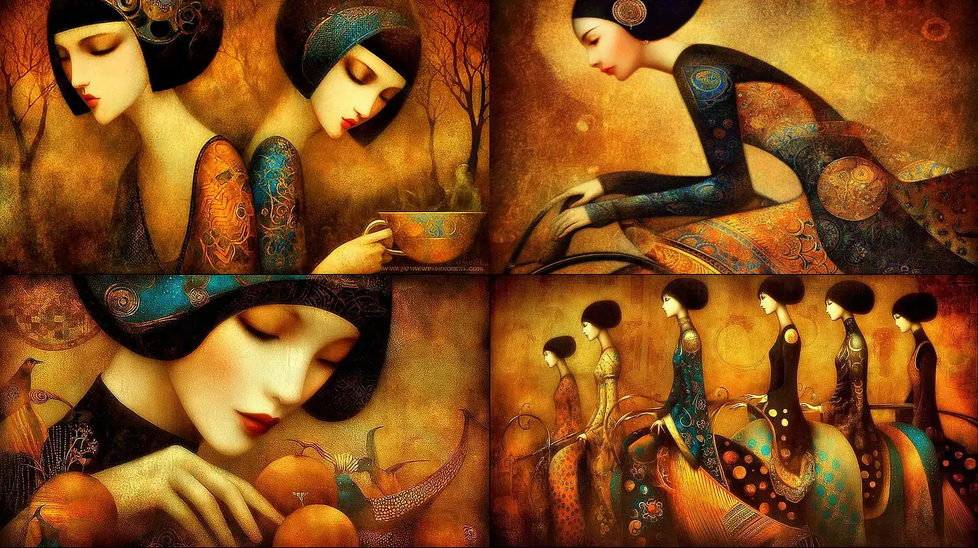 A Harmonious Fusion of Ethereal Elegance and Rich Textural Depth - Midjourney sref style