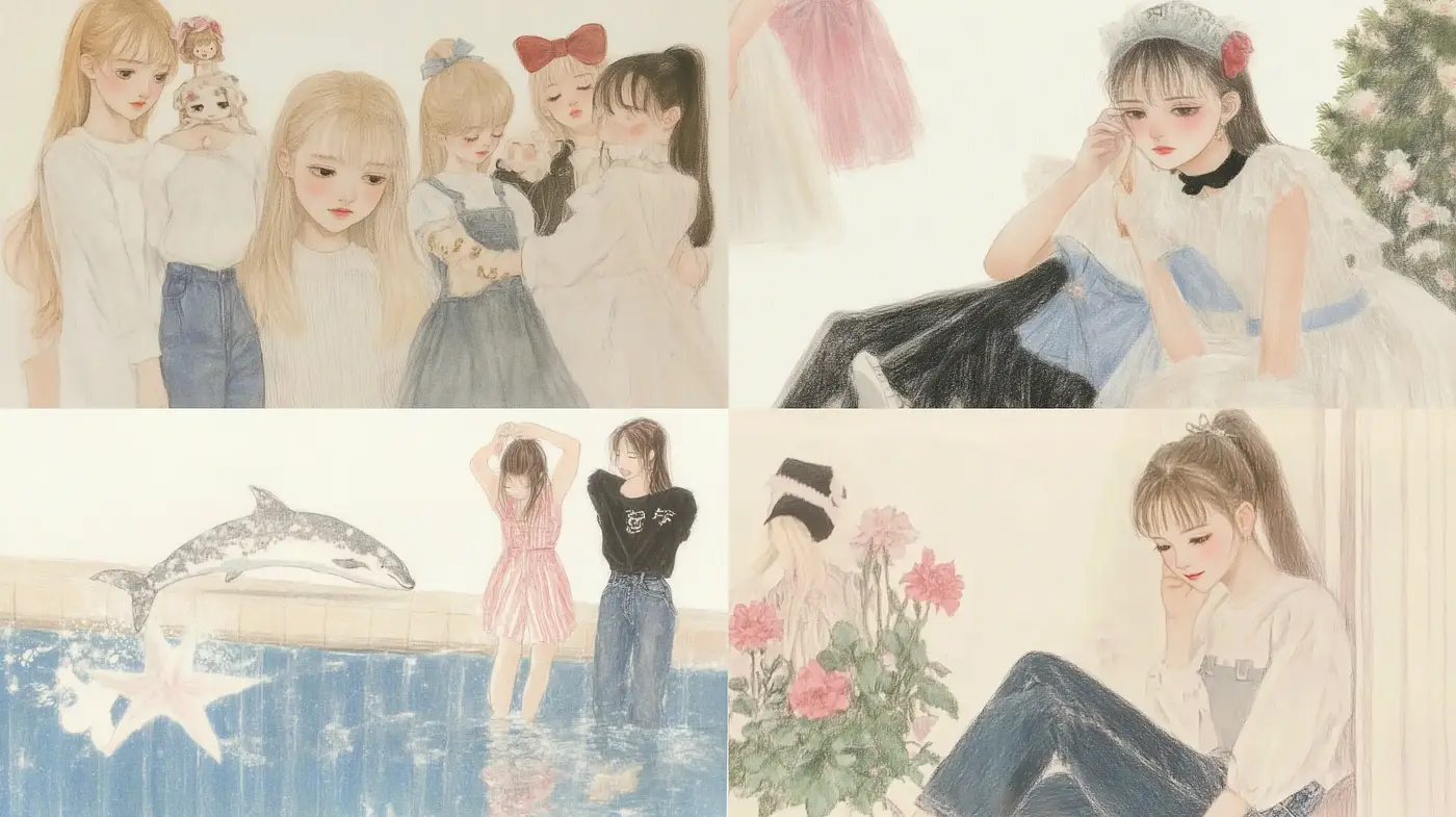 Whimsical Pastel-Dream Illustrations - Midjourney sref style