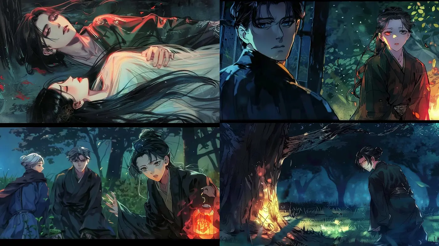 Ethereal Twilight Hues Across Mystical Asian-themed Artworks - Midjourney sref style