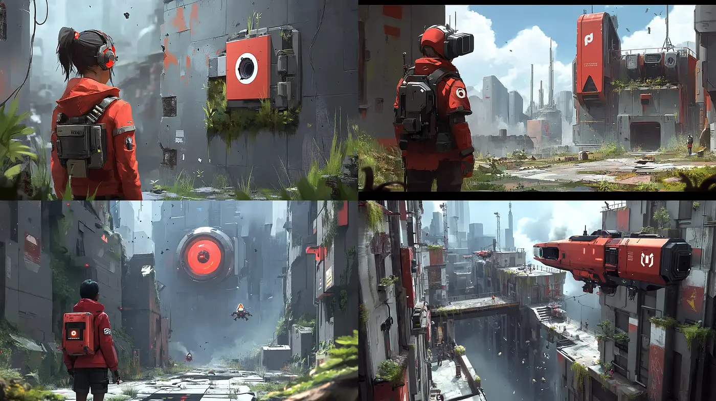 Dystopian Visions of Red and Gray - Consistency in Desolation - Midjourney sref style