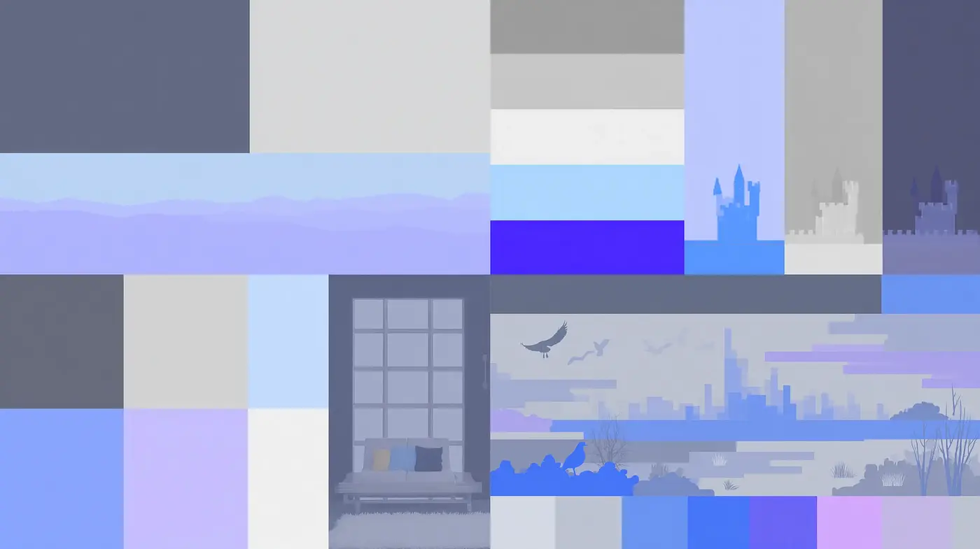 Modern Minimalist with a Touch of Surrealism in a Cool Color Palette - Midjourney sref style
