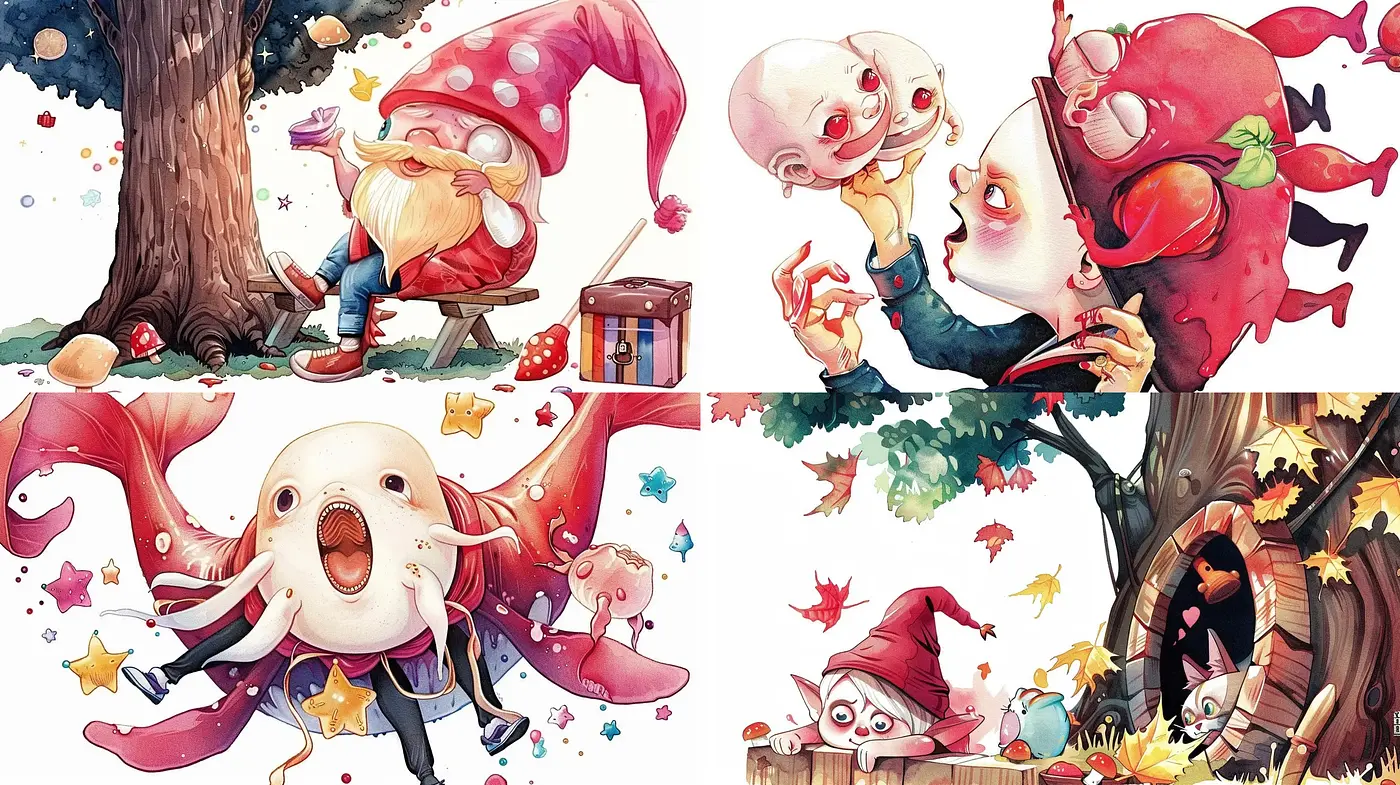 Whimsical Fairytale Fusion with a Watercolor Essence - Midjourney sref style