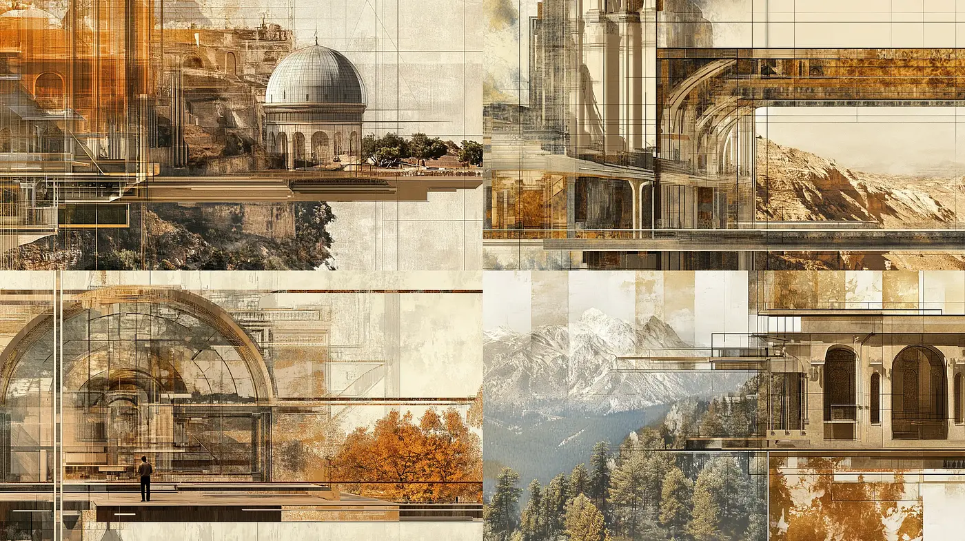 Architectural Elegance in Sepia: A Fusion of Sketch and Reality - Midjourney sref style