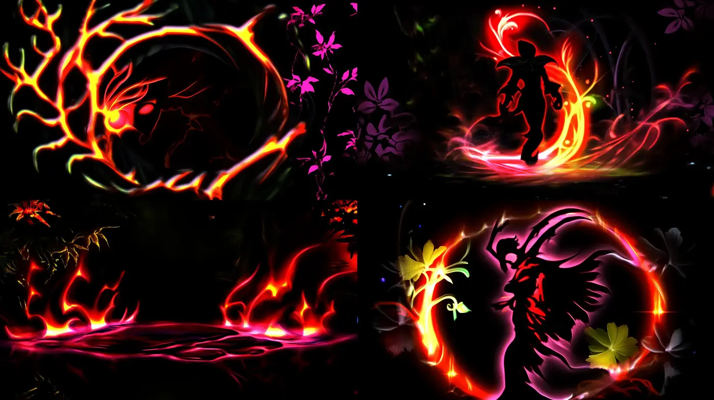 Luminous Botanical Silhouettes in Nocturnal Hues - Midjourney sref style