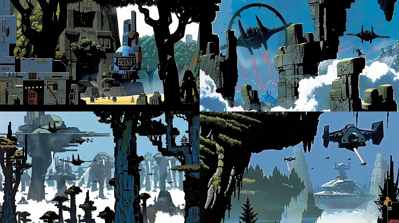 Futuristic Vistas with a Graphic Novel Edge - Midjourney sref style