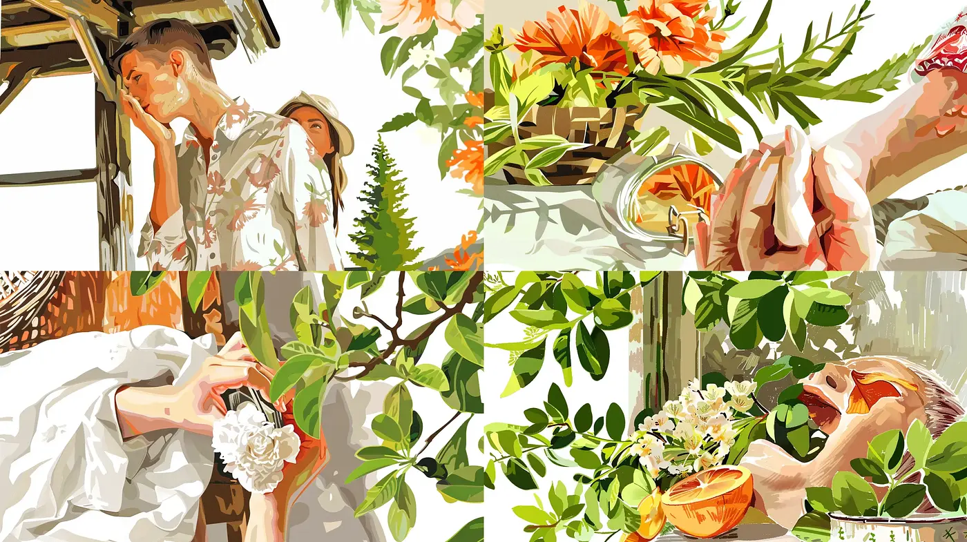 Sunlit Nature's Embrace with Vibrant Brushstrokes - Midjourney sref style