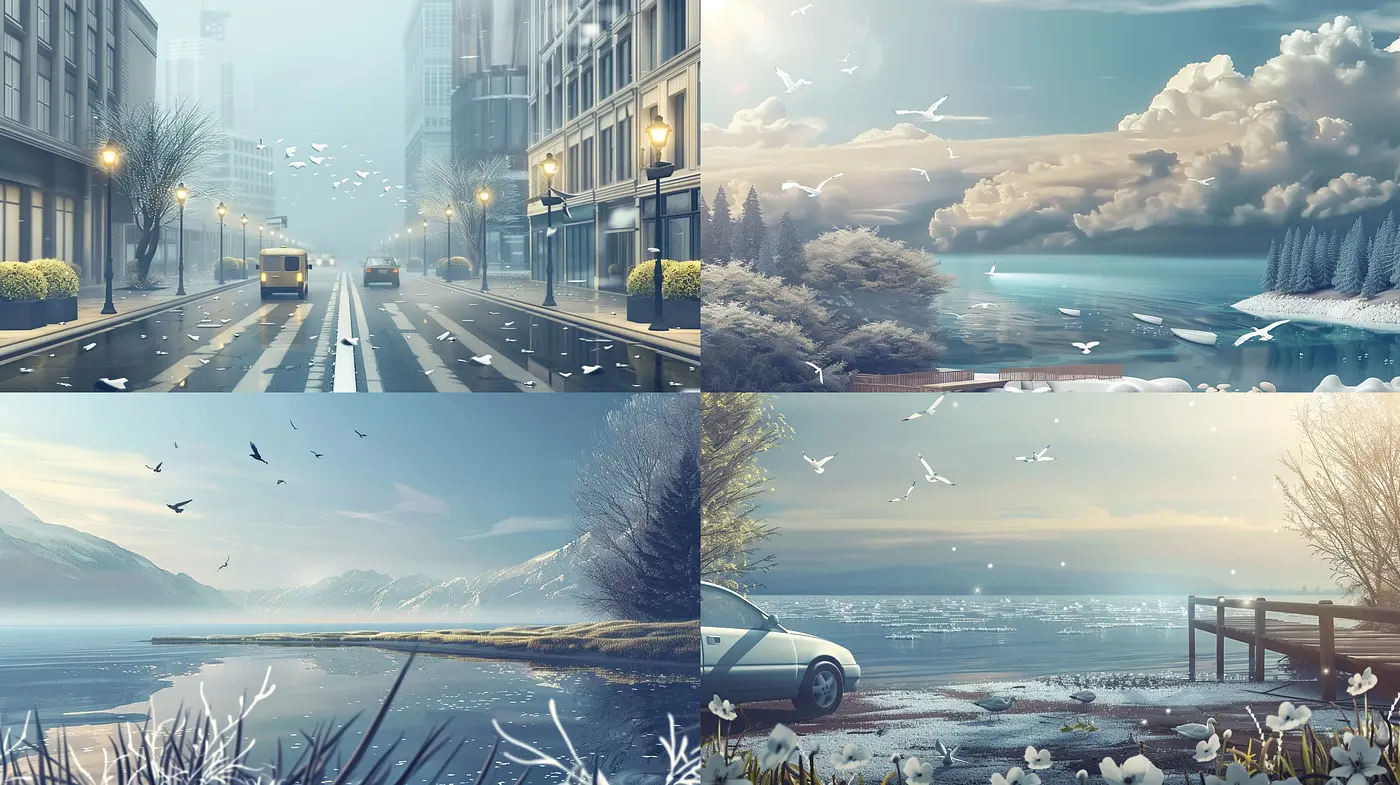 Ethereal Luminescence: A Dreamlike Fusion of Nature and Civilization in Digital Imagery - Midjourney sref style