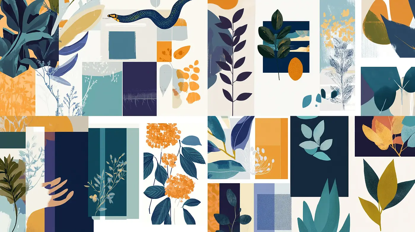 Harmonious Botanical Abstraction in a Serene Color Fusion - Midjourney sref style