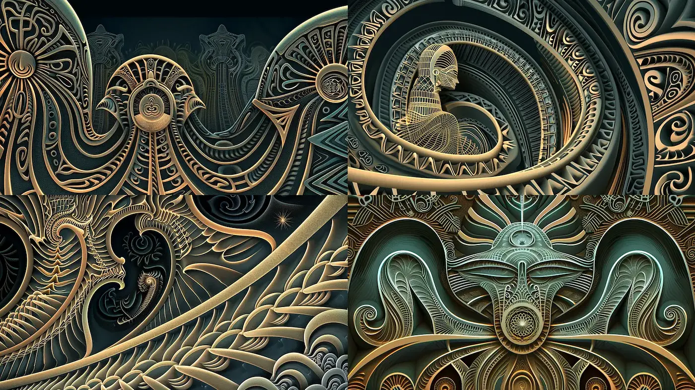 Intricate and Mystical Abstract Patterns with a Touch of Surrealism - Midjourney sref style