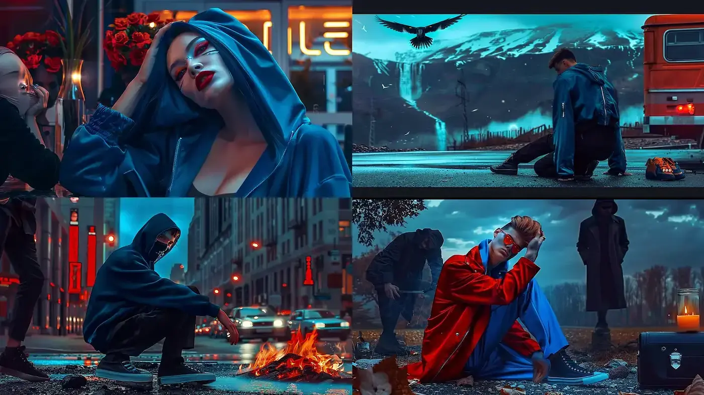 Dramatic Urban Aesthetics with a Surreal Twist - Midjourney sref style