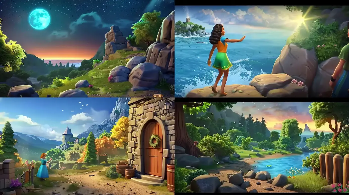 Whimsical and Vibrant Environments with a Touch of Fantasy - Midjourney sref style