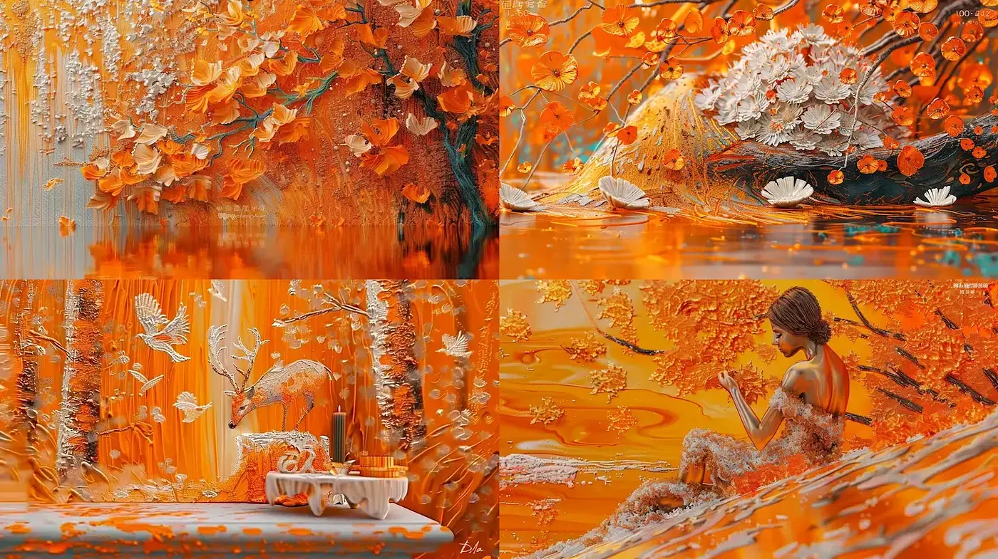 Autumnal Dreamscape: A Harmony of Warm Tones and Textured Brushstrokes - Midjourney sref style