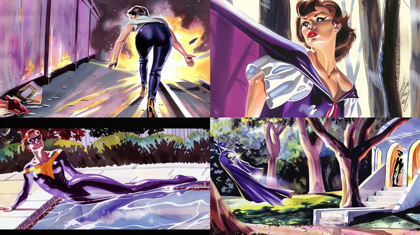 Dynamic Retro Illustrative Essence with Expressive Strokes - Midjourney sref style