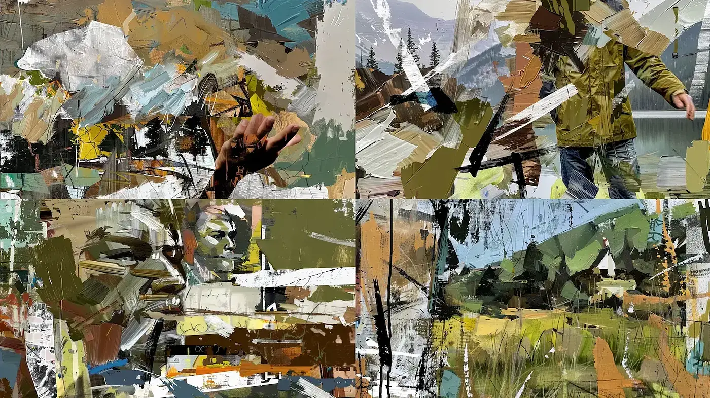 Abstract Expressionism with Textural Layers and Nature Influence - Midjourney sref style