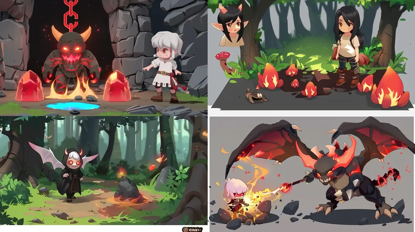 Fantastical Chromatic Adventures in Animated Stylization - Midjourney sref style