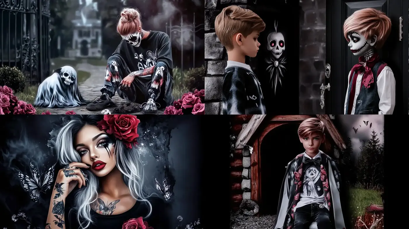 Gothic Elegance with a Dark Cartoonish Essence - Midjourney sref style