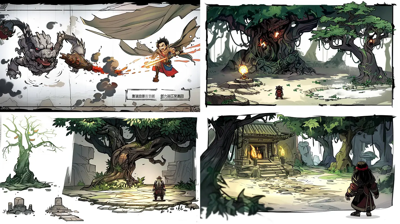 Enchanted Forest Whispers: A Harmonious Blend of East Asian Ink Wash and Modern Animation Techniques - Midjourney sref style