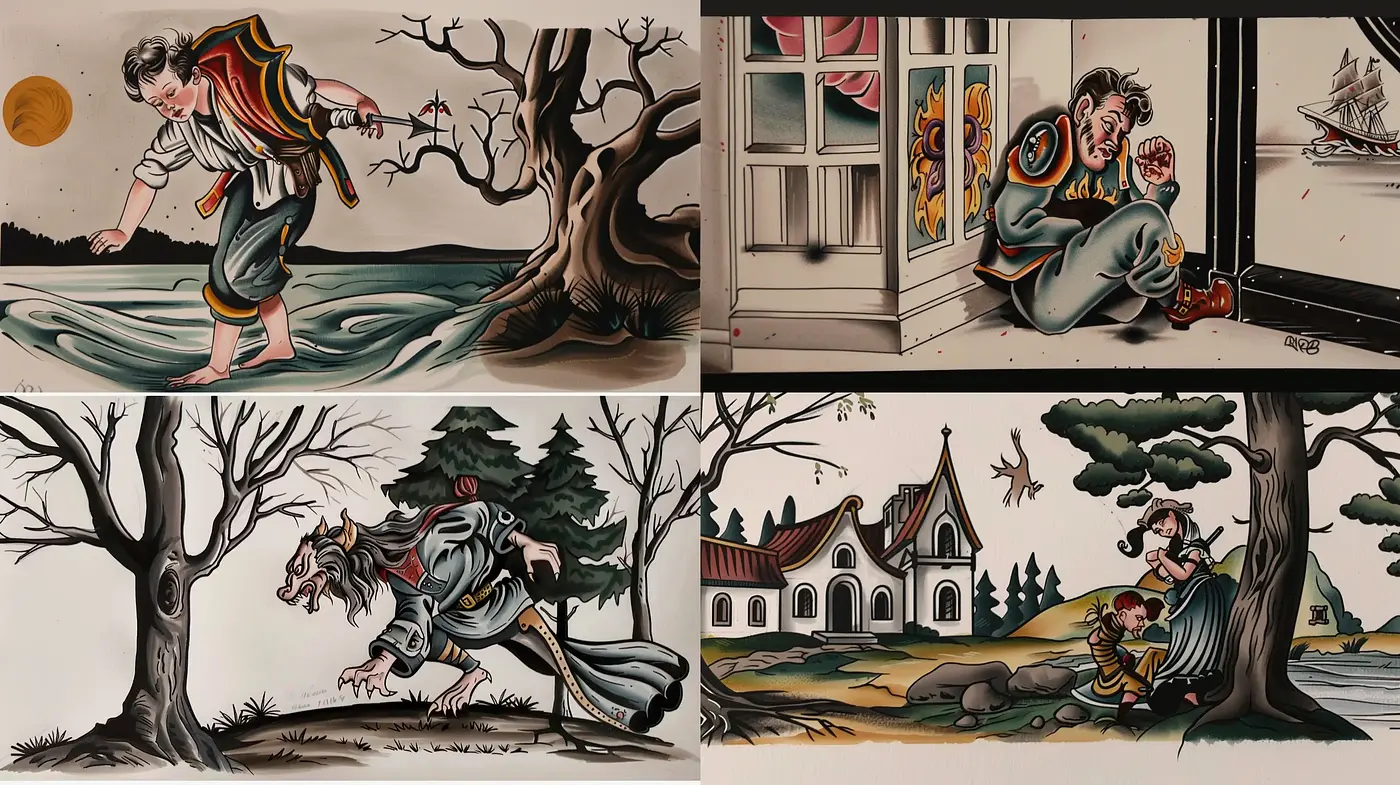 Timeless Tales Through Stylized Brushwork - Midjourney sref style