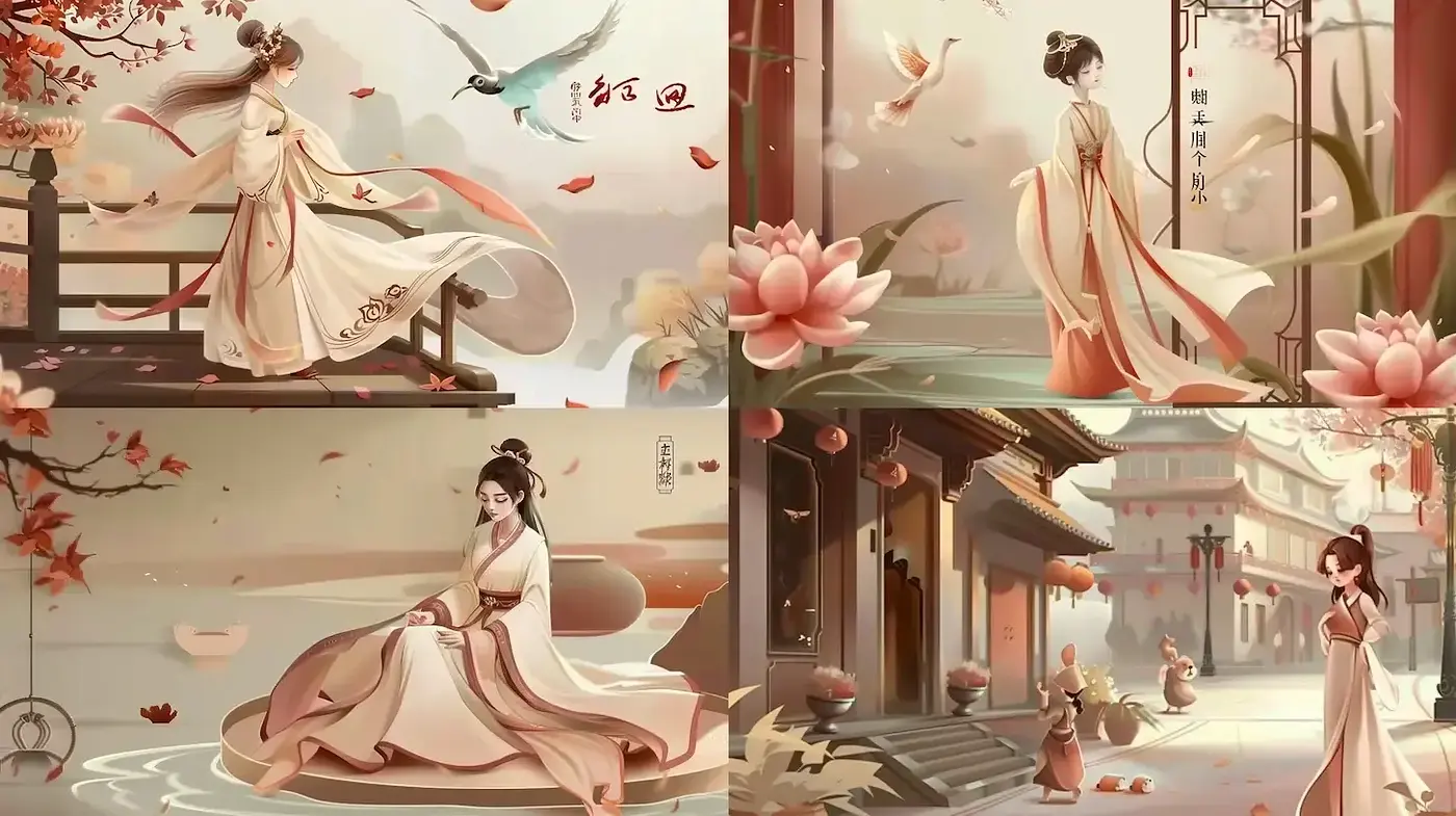Elegant and Serene Aesthetic in Asian-inspired Artistry - Midjourney sref style