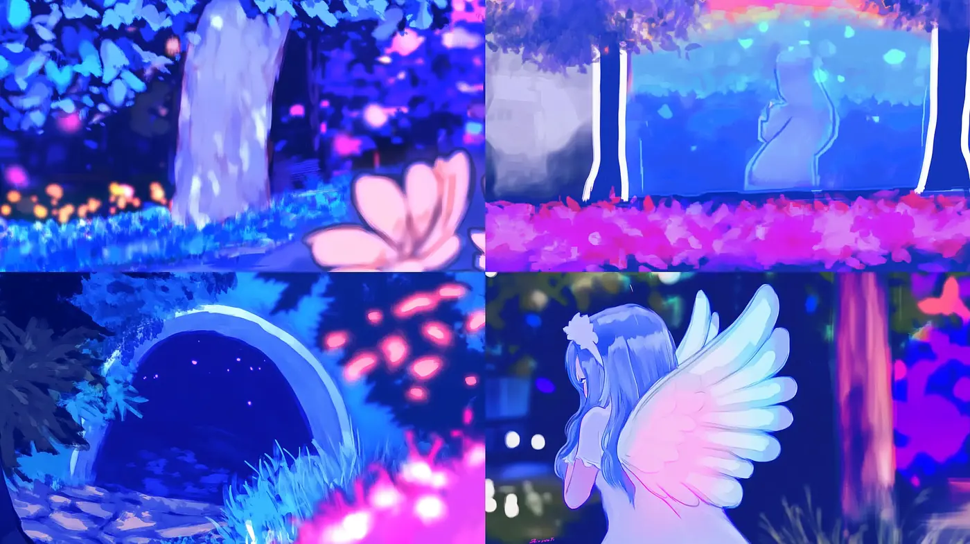 Ethereal Nightscape: A Dreamlike Fusion of Vivid Colors and Serene Imagery - Midjourney sref style