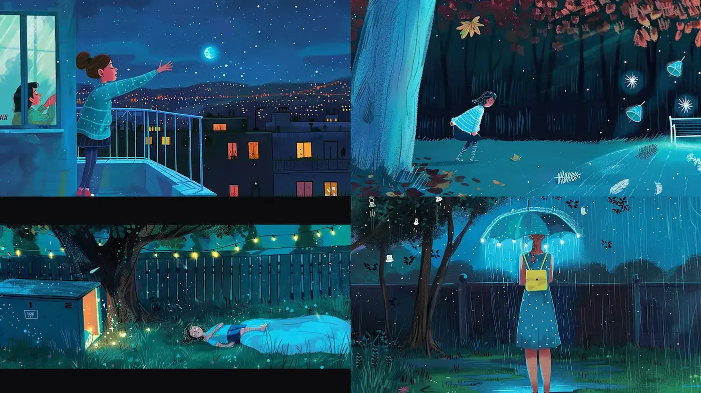 Whimsical and Dreamy Illustrations with a Celestial Theme - Midjourney sref style