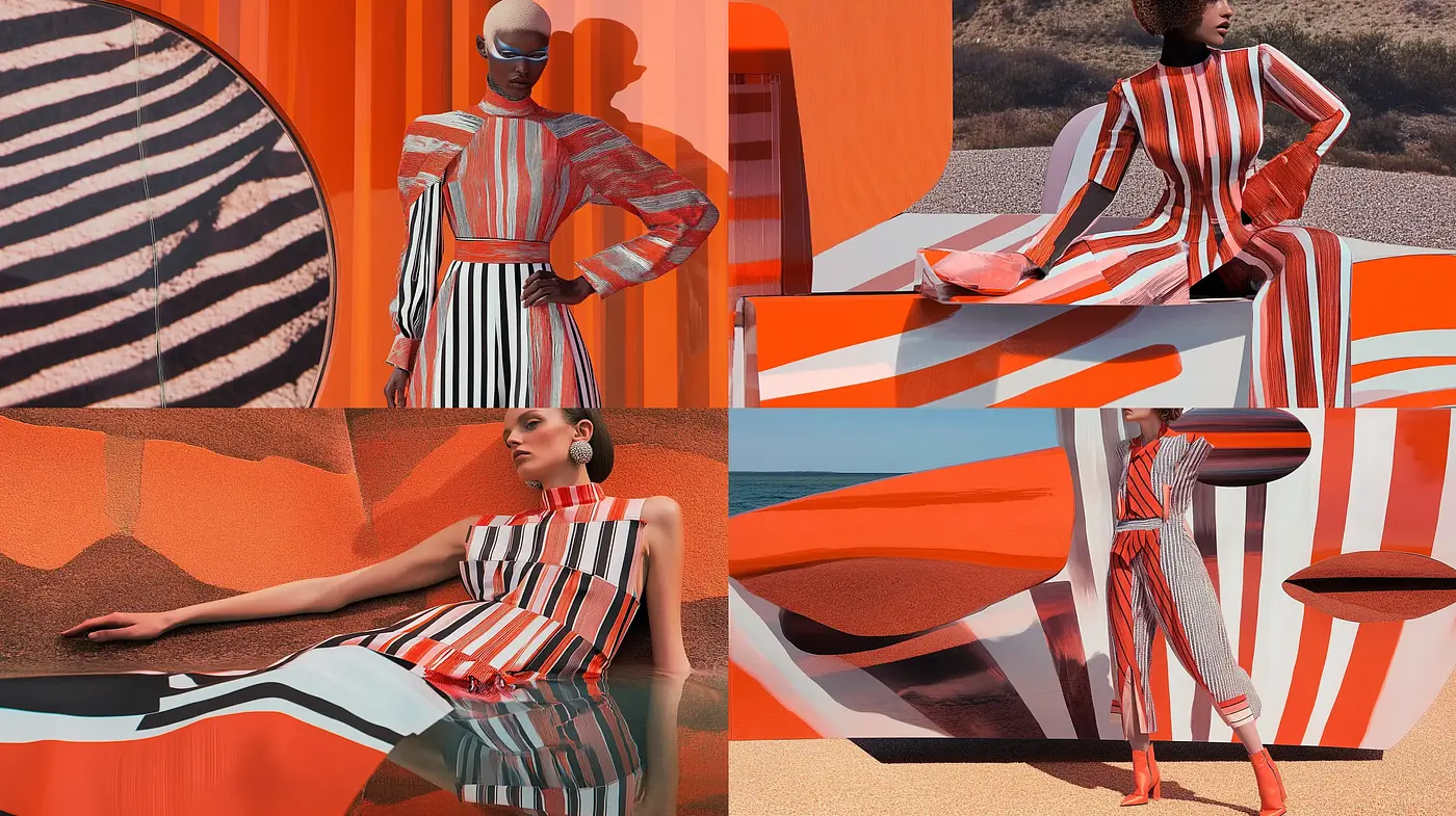 Vibrant Geometric Abstraction in Fashion and Environment - Midjourney sref style