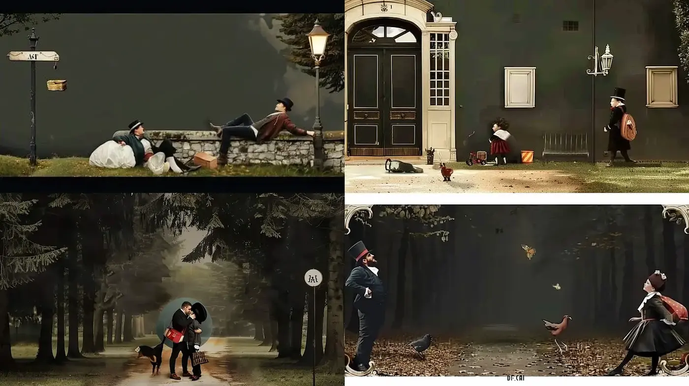 Ethereal Vintage Scenes with Whimsical Elements - Midjourney sref style