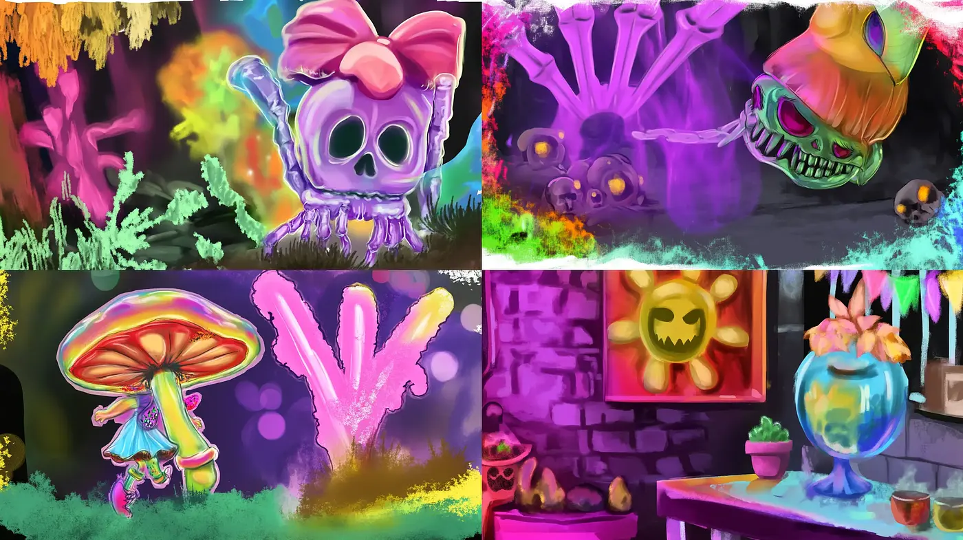 Vibrant Whimsy: A Fusion of Dream-like Surrealism and Luminous Fantasy - Midjourney sref style