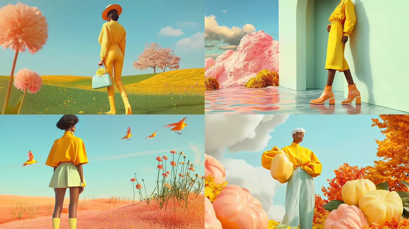Whimsical Pastoral Dreamscapes with Surreal Overtones - Midjourney sref style