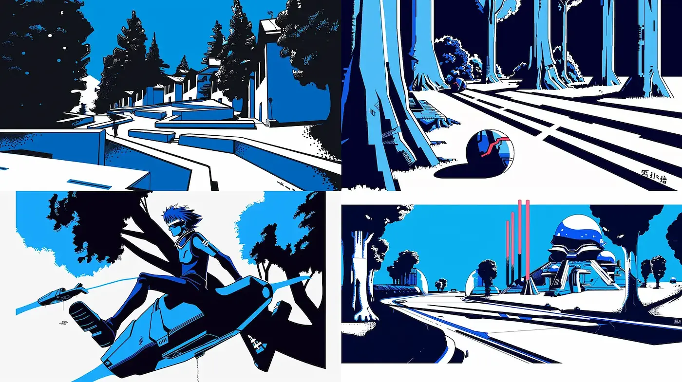 Futuristic and Dynamic Aesthetic with Bold Colors - Midjourney sref style