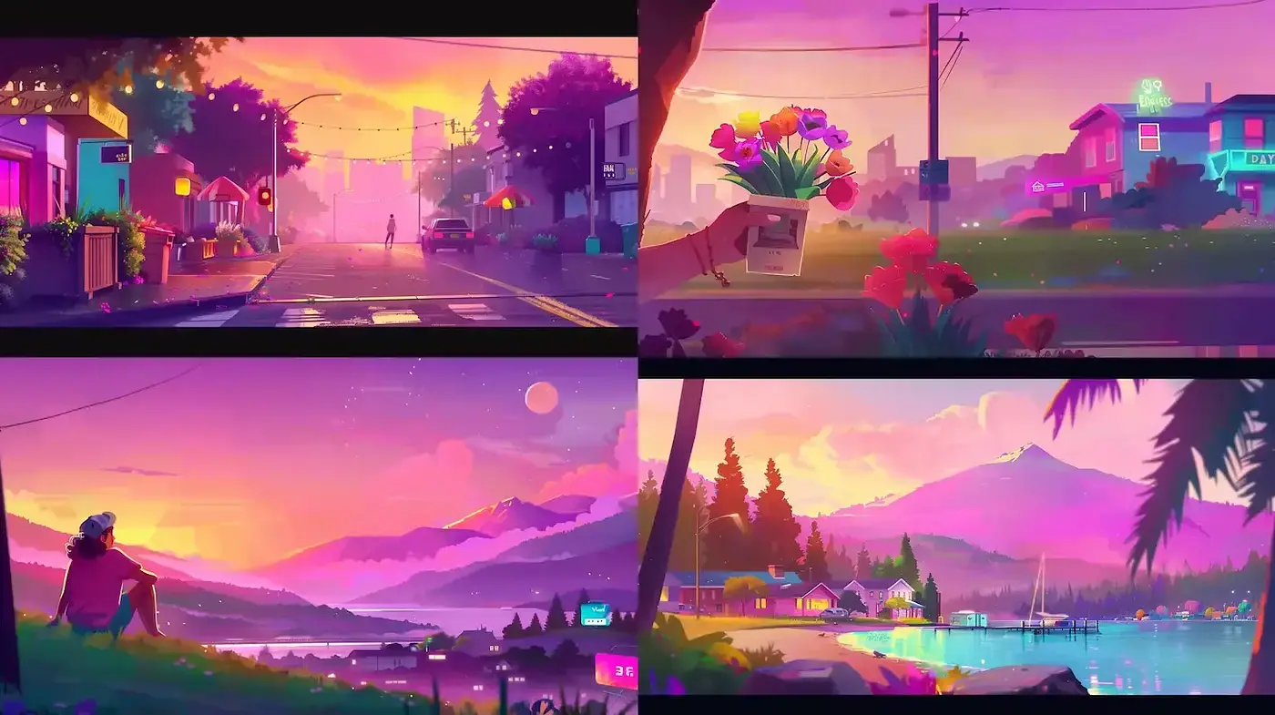 Whimsical and Dreamy Landscapes with Vibrant Colors and Soft Textures - Midjourney sref style
