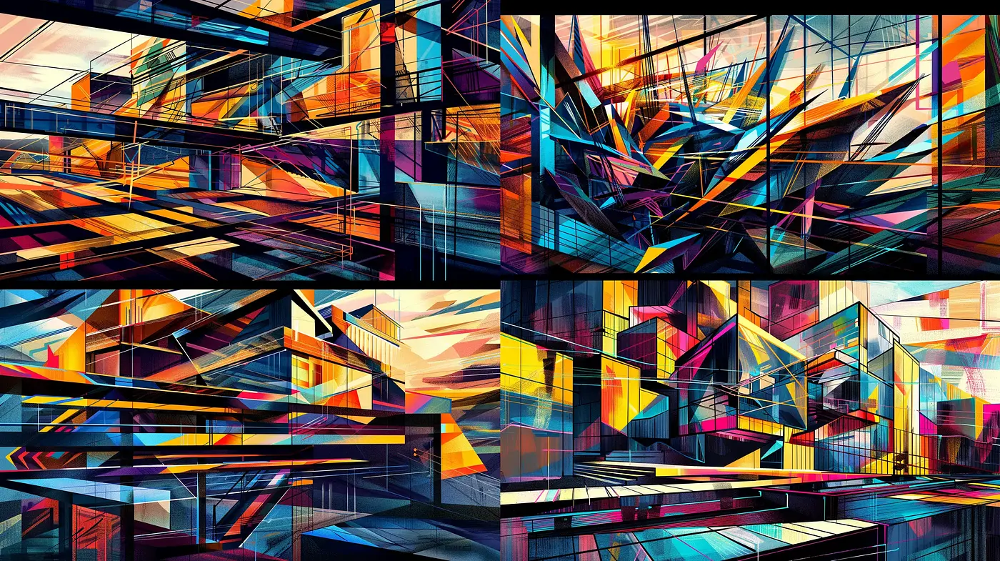 Kaleidoscopic Metropolis: A Fusion of Abstract Geometric Dynamism - Midjourney sref style