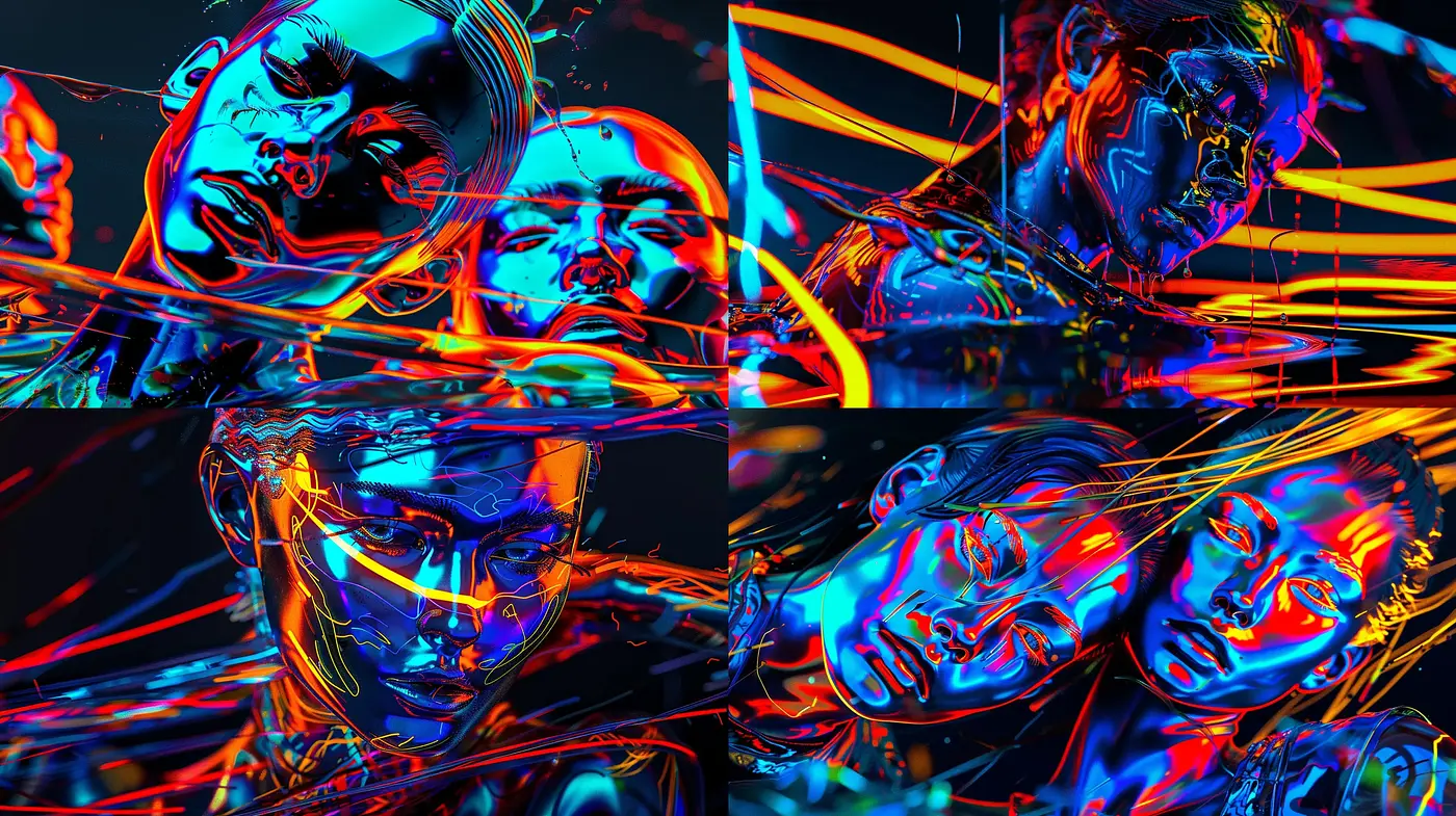 Neon Cybernetic Dreamscape: A Vibrant Fusion of Digital Artistry - Midjourney sref style