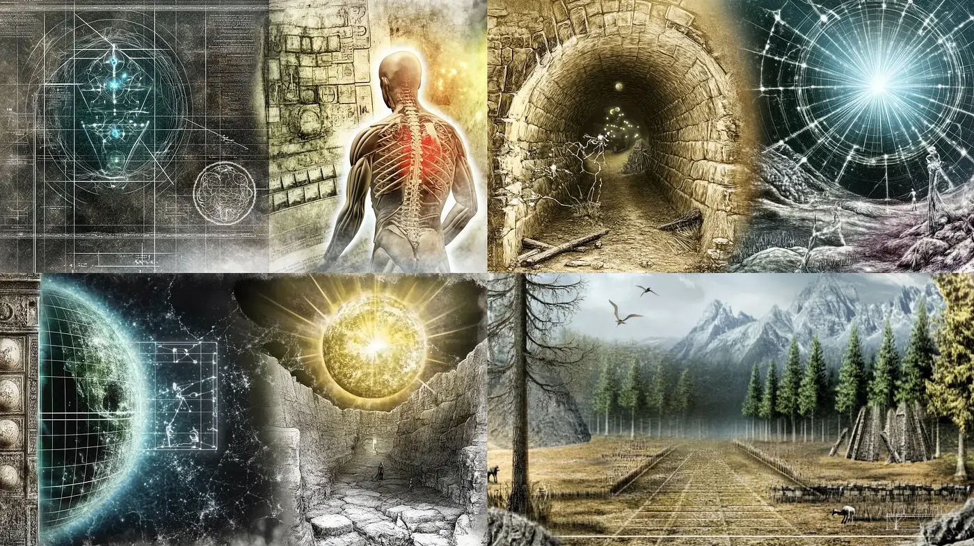 Mystical Exploration of Human Anatomy and Celestial Connections - Midjourney sref style