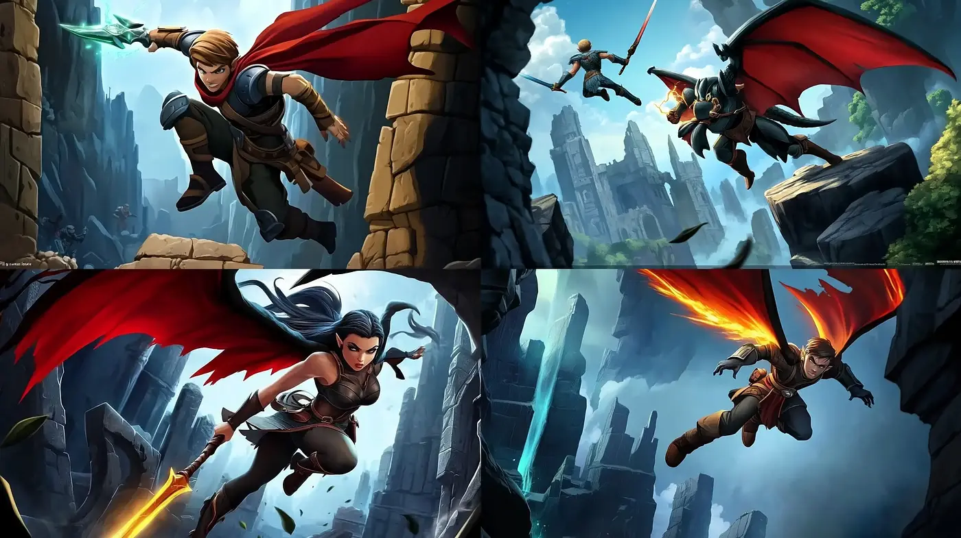 Epic Fantasy Adventure Illustration Style with Vibrant Colors and Dynamic Composition - Midjourney sref style