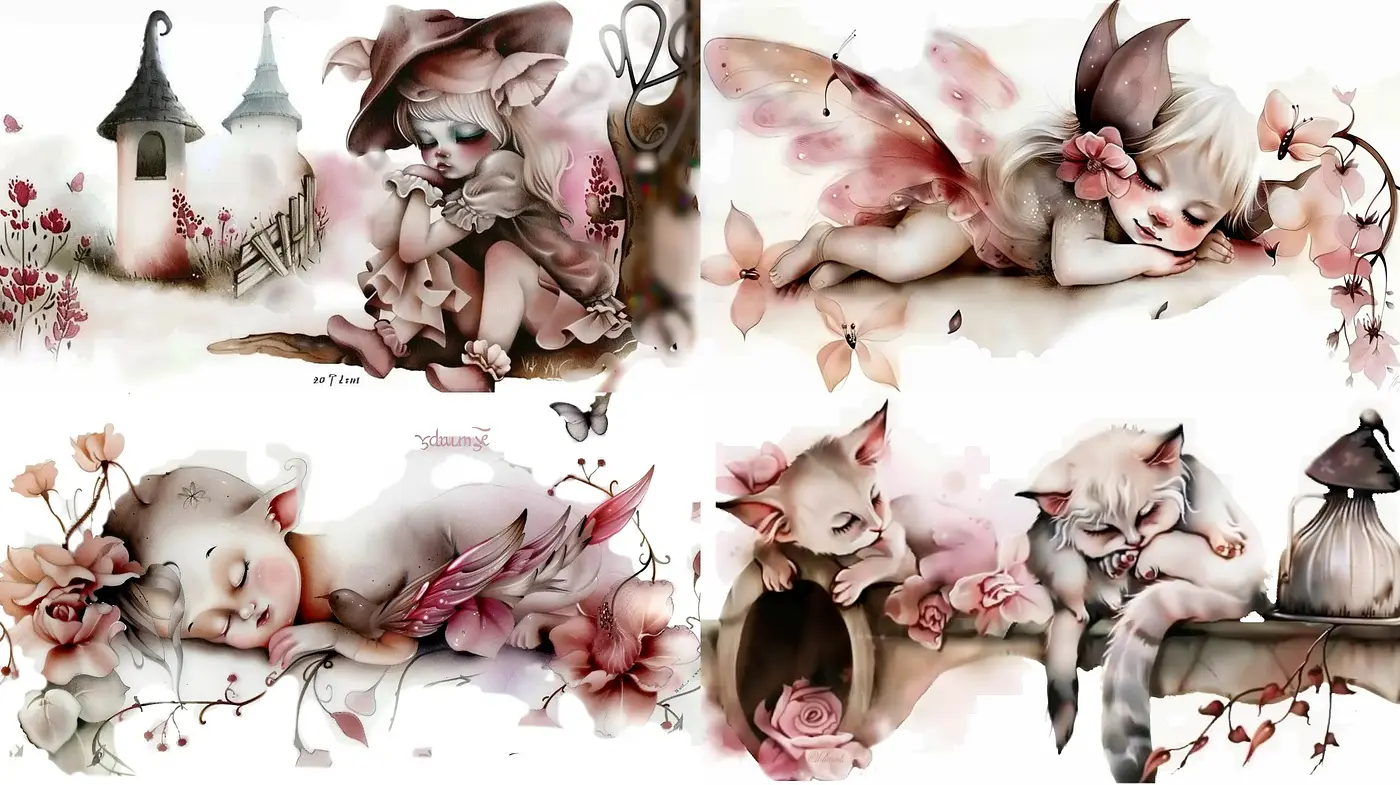 Enchanted Pastel Dreamscape with Ethereal Fantasy Figures - Midjourney sref style