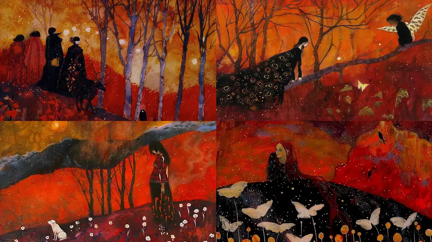 Mysterious Earthy Illustrations with an Enigmatic Aura - Midjourney sref style
