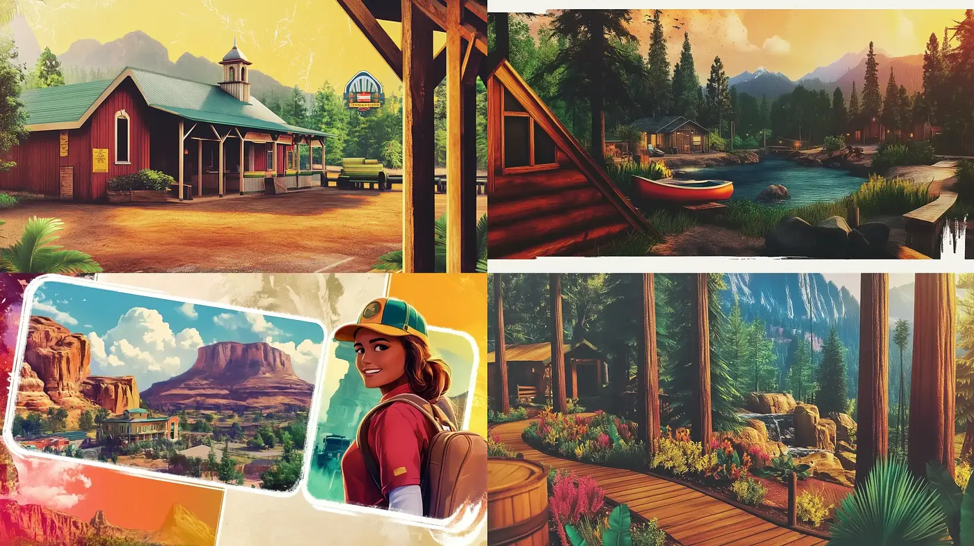 Idyllic Wilderness Retreat in Vivid Hues - Midjourney sref style