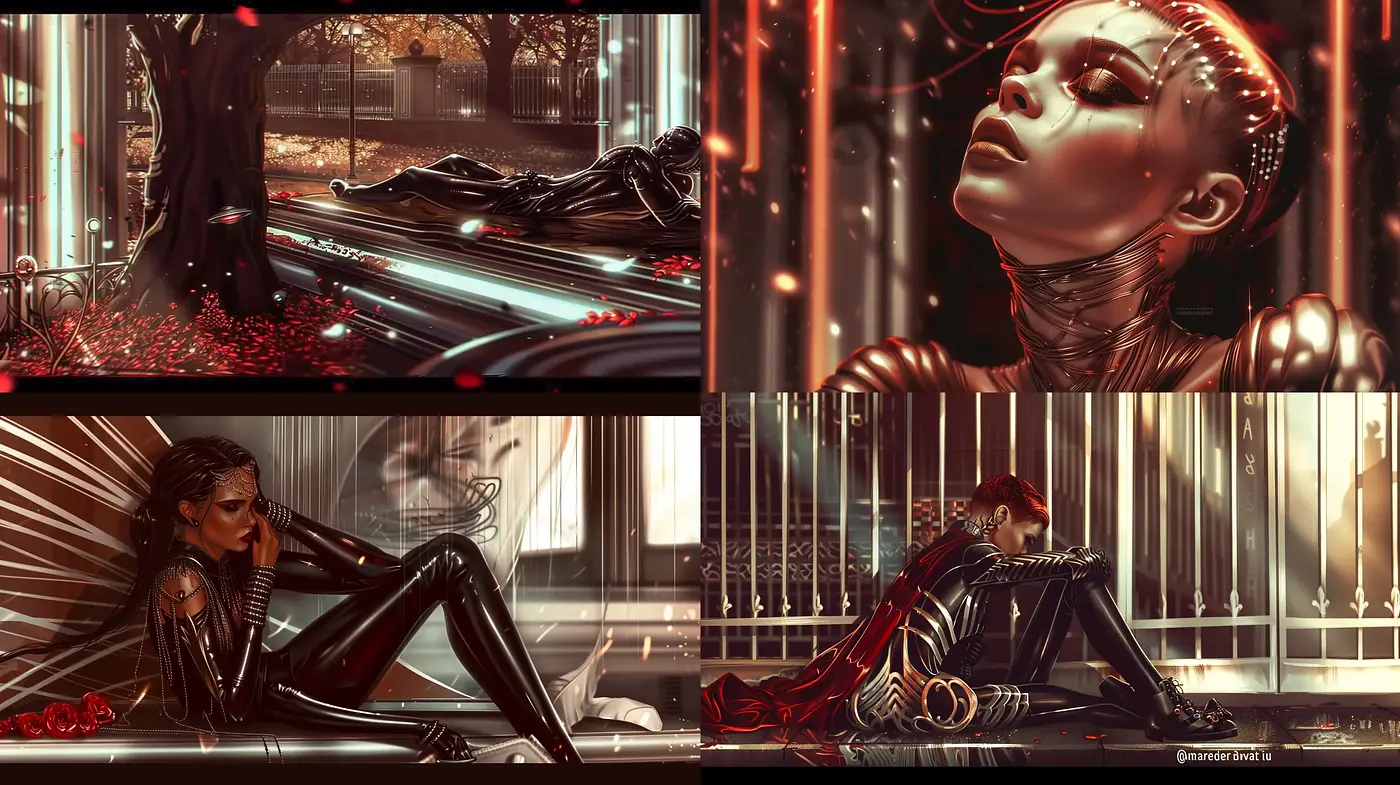 Futuristic Noir Elegance with a Cinematic Cyberpunk Flair - Midjourney sref style