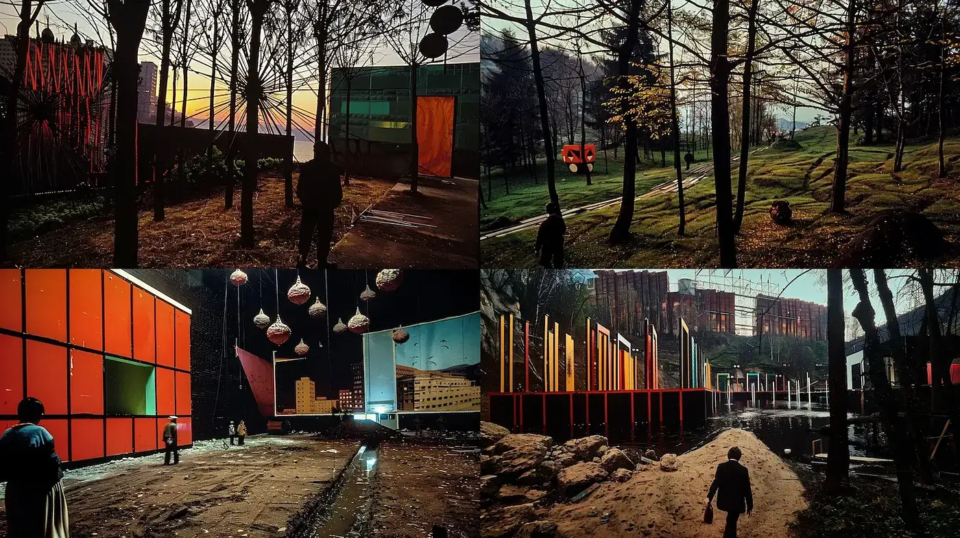 Modernist Architectural Landscapes with a Cinematic Flair - Midjourney sref style