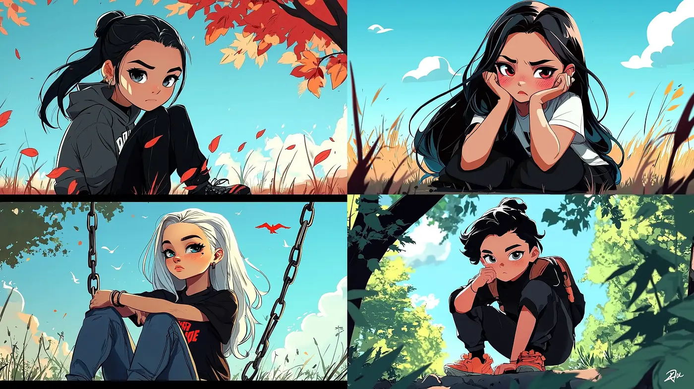 Harmonious Autumn Dreamscape in Stylized Contemporary Anime - Midjourney sref style