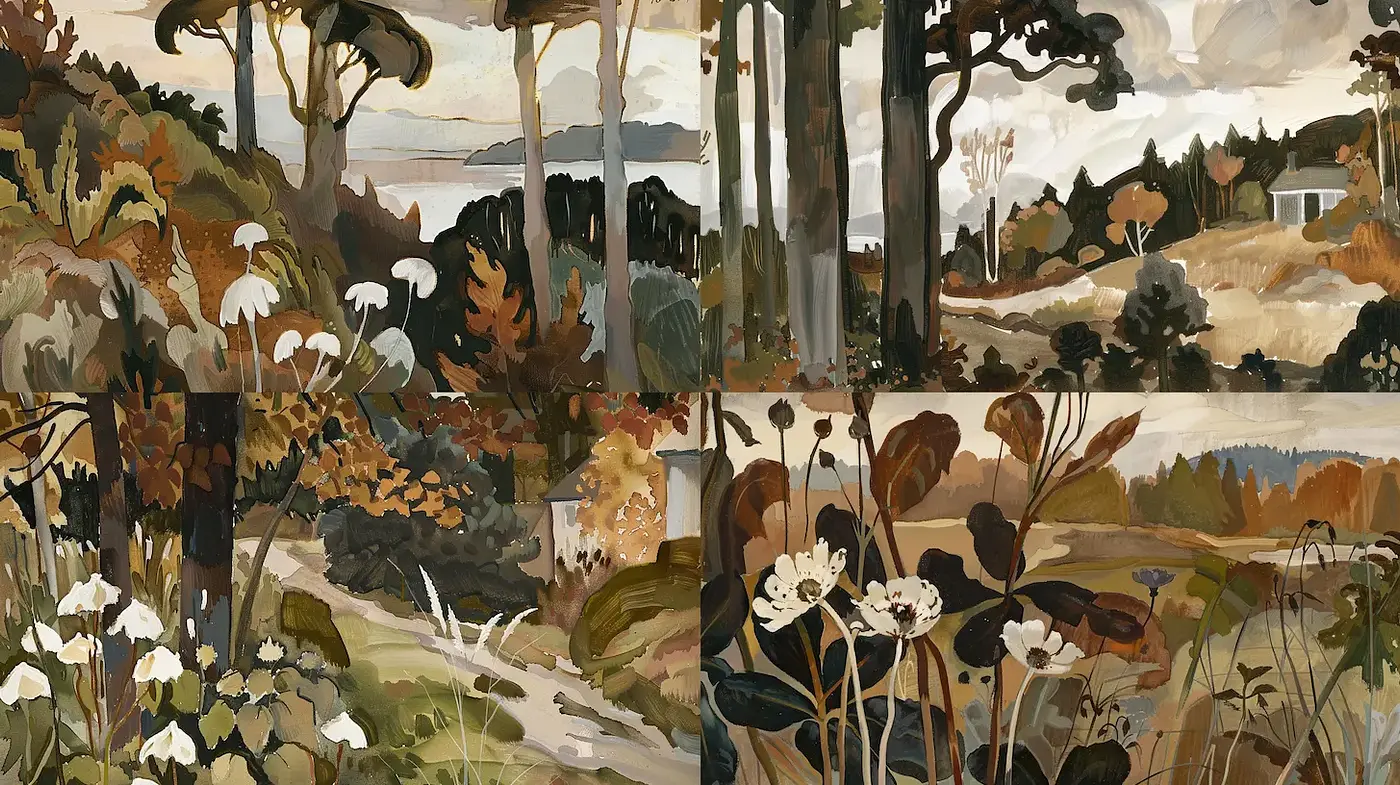 Harmonious Natural Landscapes with Timeless Appeal - Midjourney sref style