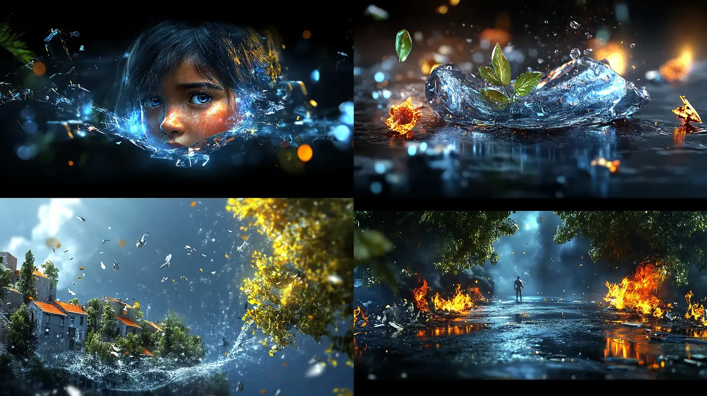 Ethereal Twilight: A Cinematic Dance of Fireflies and Embers - Midjourney sref style