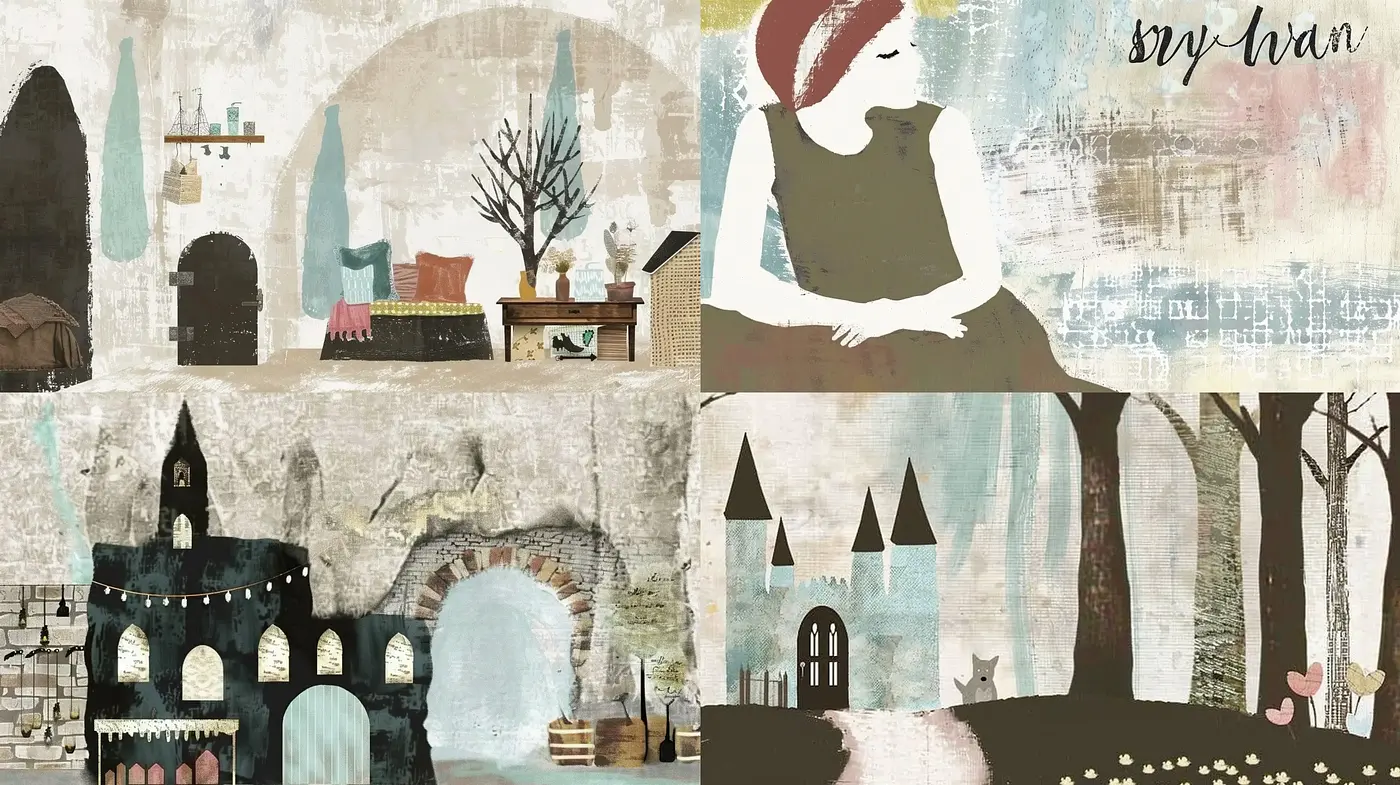 Whimsical Storybook Illustration with Mixed-Media Textures - Midjourney sref style