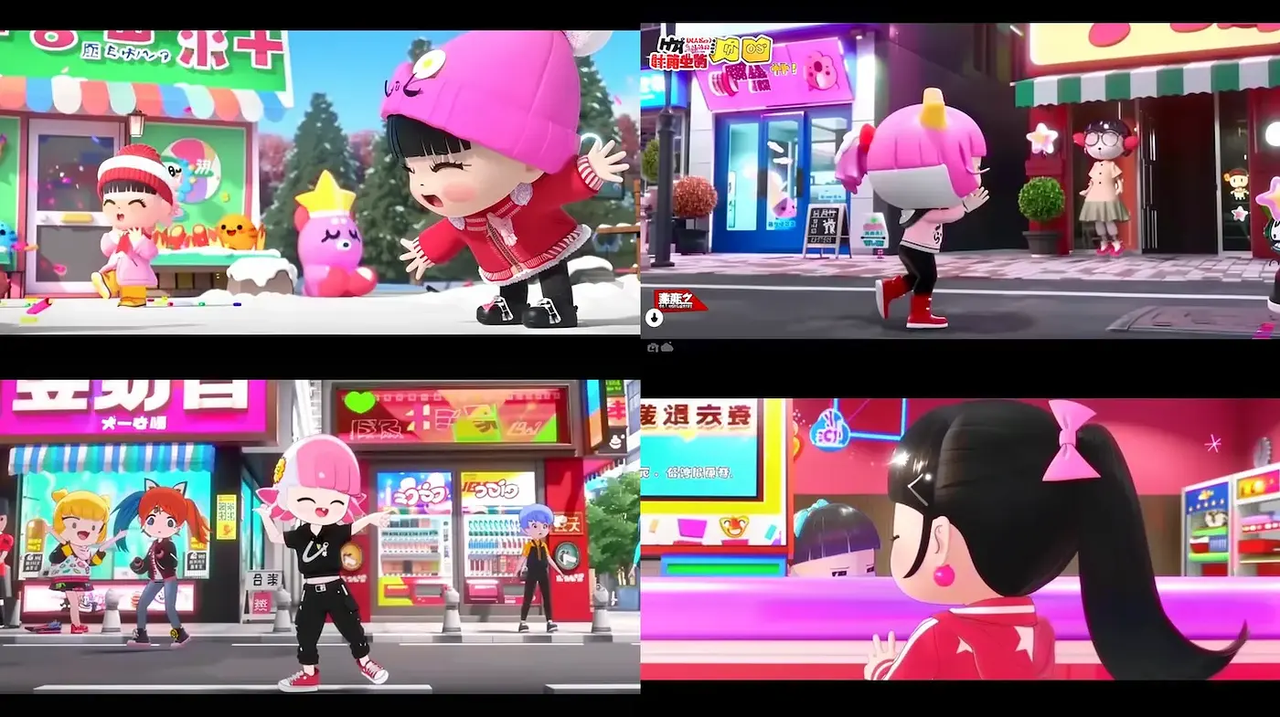 Playful and vibrant cartoon style with a whimsical cityscape - Midjourney sref style