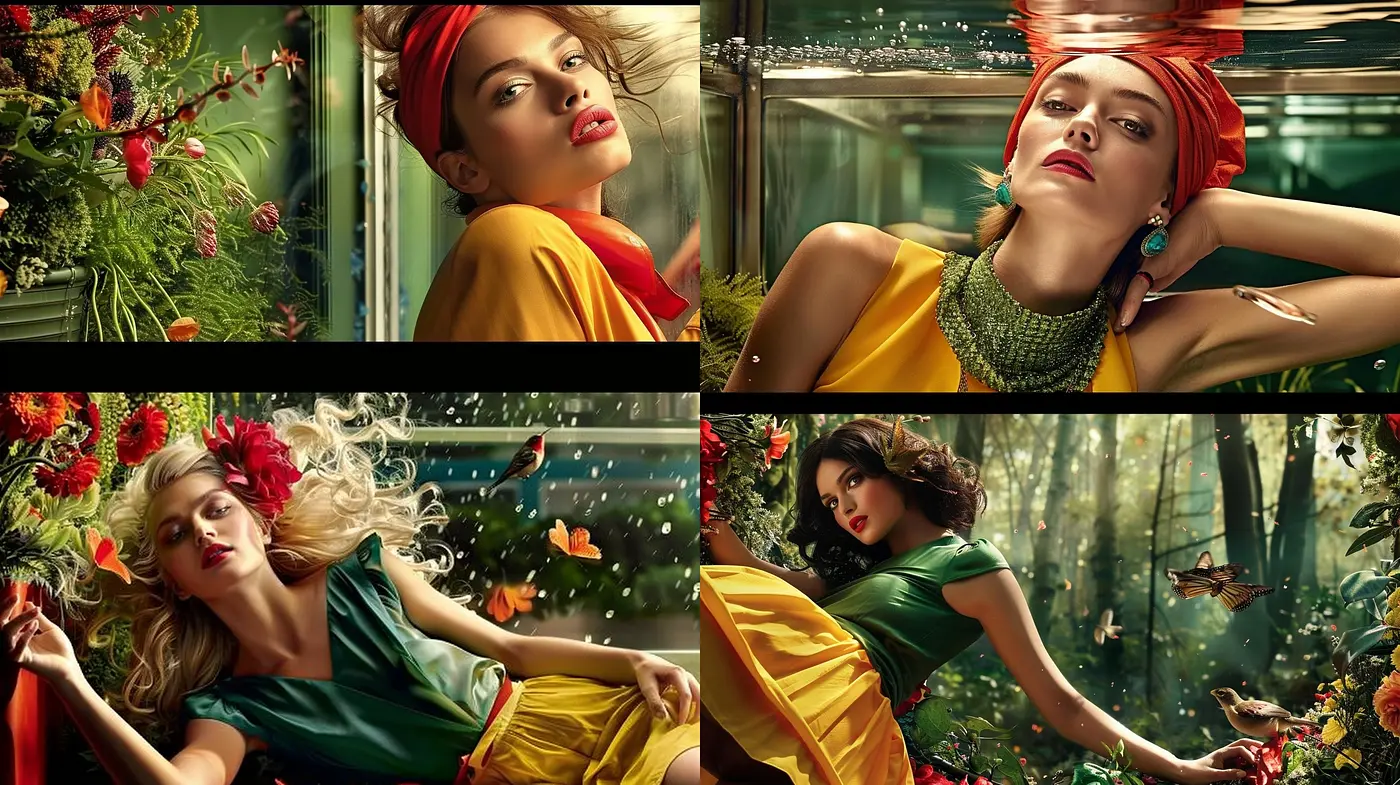 Lush Botanical Dreamscapes with Vibrant Elegance and Surreal Overtones - Midjourney sref style