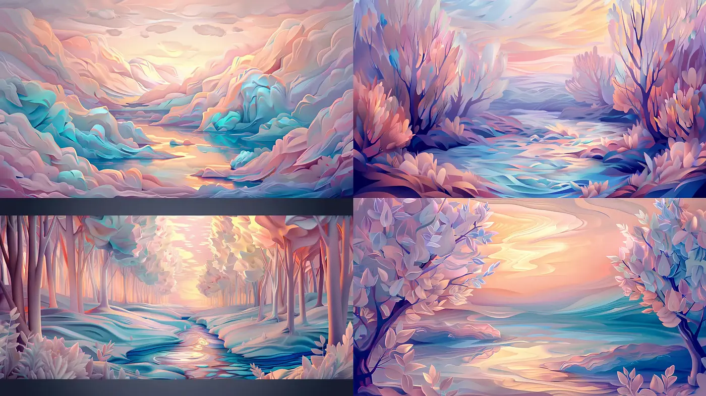 Ethereal Pastel Dreamscapes: A Homage to Surreal Serenity - Midjourney sref style