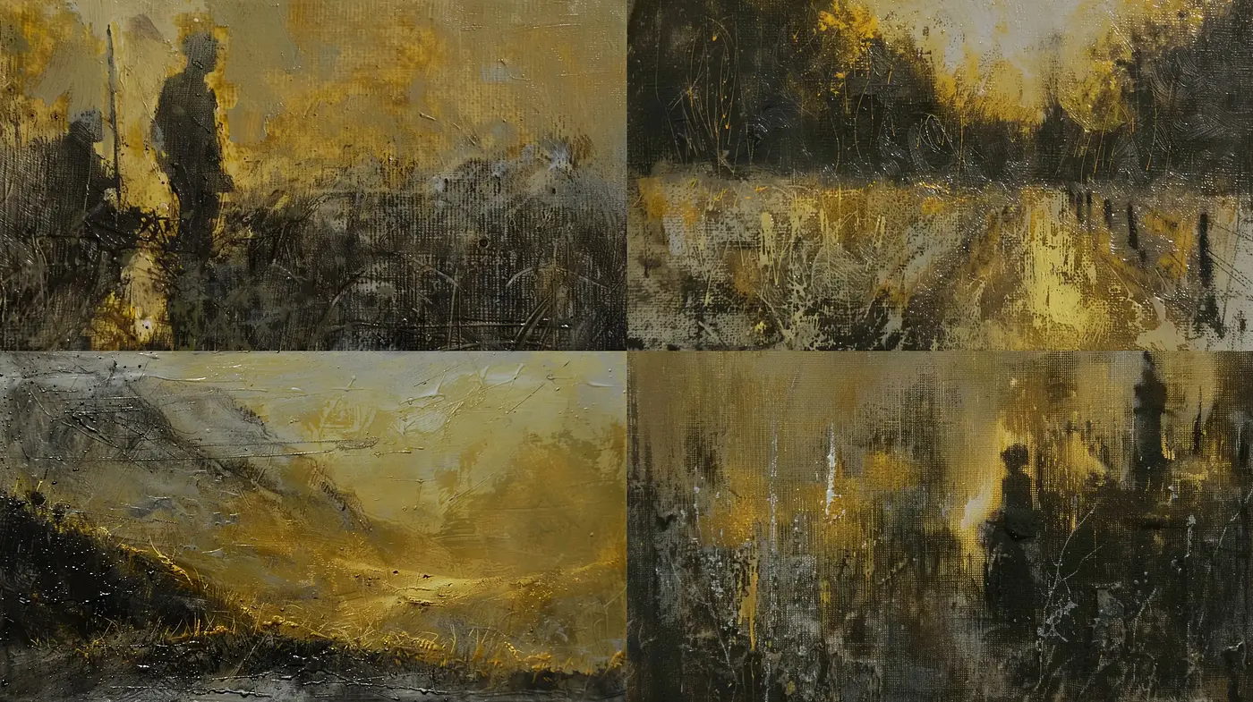 Melancholic Twilight: Visions of a Dusky Landscape in Abstract Expressionism - Midjourney sref style