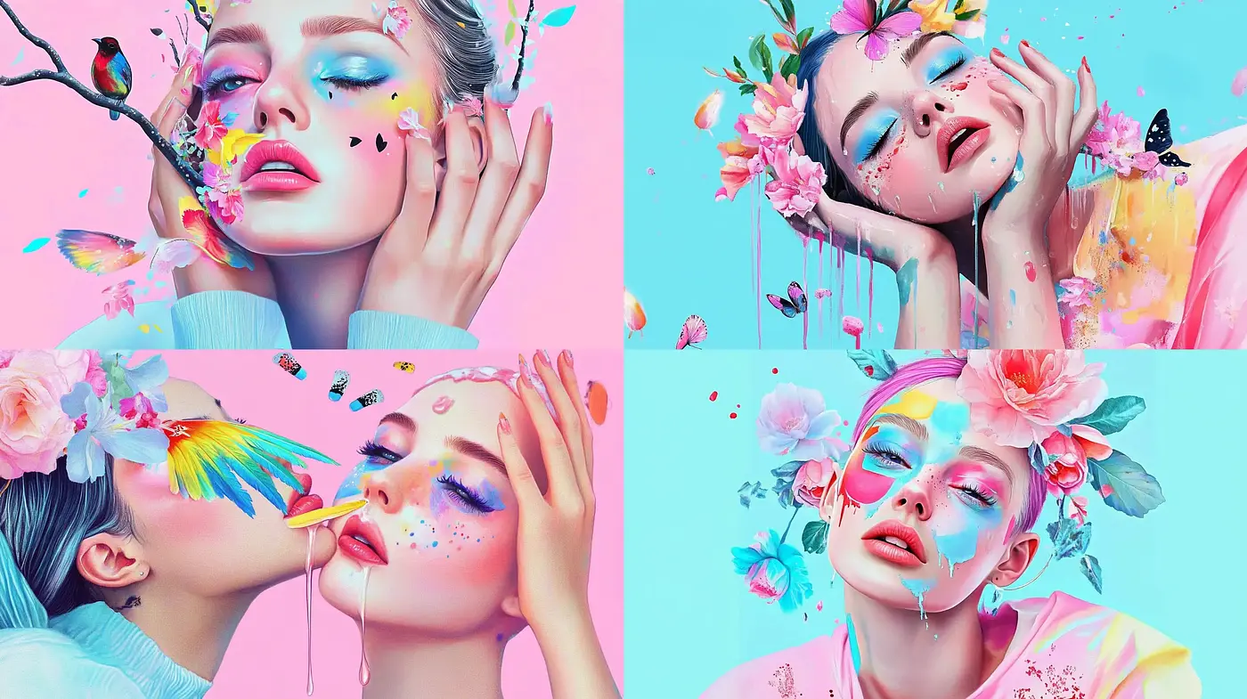 Ethereal Blossom Dreamscape: A Vivid Pastel Universe - Midjourney sref style